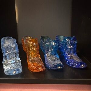 Colorful Glass Boot Figurines Set